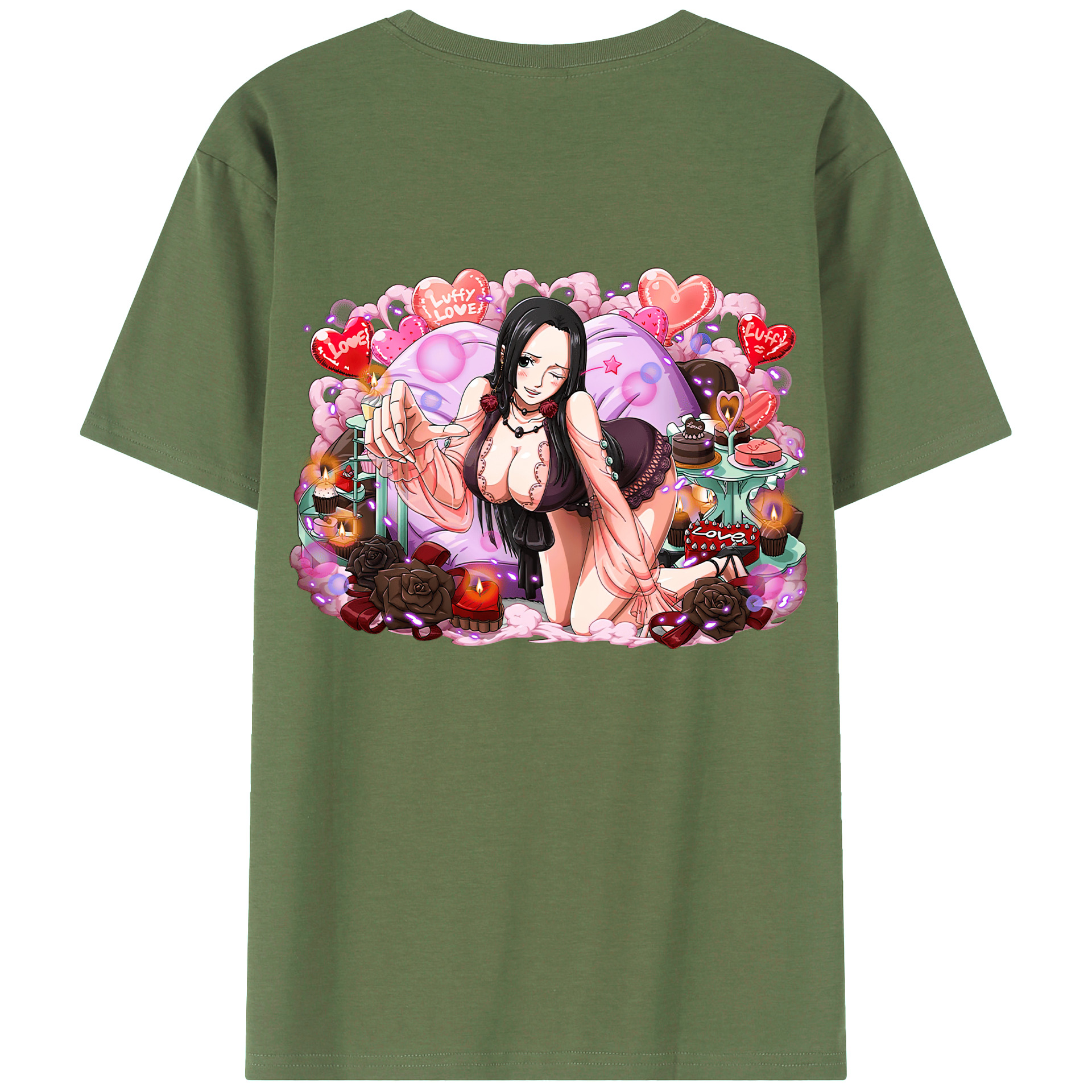 ワンピース ボア・ハンコック ONE PIECE Boa·Hancock 綿100％ メンズ半袖Tシャツ（バックプリント） 通気性